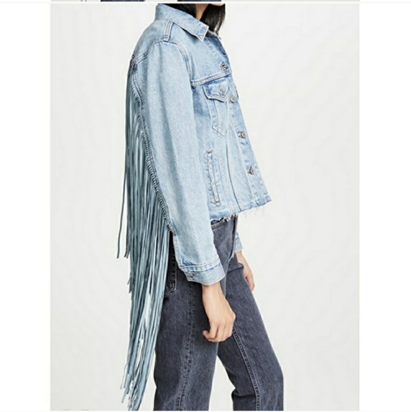 Levi's Ex Boyfriend Fringe  Denim Jacket - Picture 4 of 7